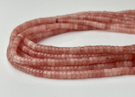 2x4mm Soft Pink Color Jade Heishi Rondelle Shape Genuine Pink Jade Discs Gemstone Loose Beads 15.5 Inches Strand #4201