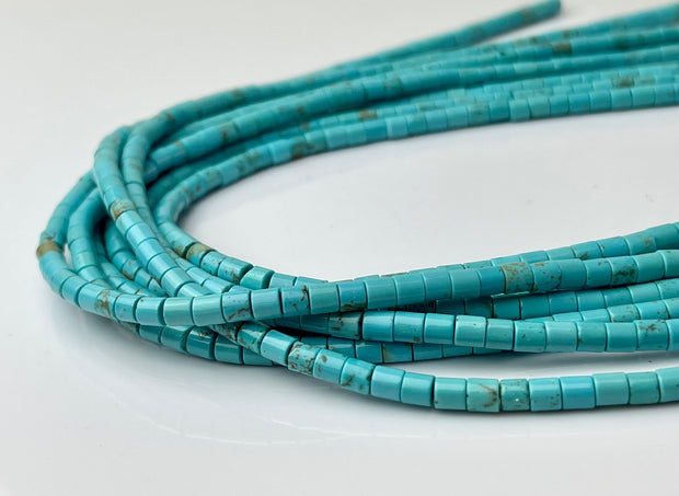 4x4 mm Magnesite Turquoise Gemstone Heishi Cylinder Shape Turquoise Gemstone Loose Beads 15.5 Inches Strand #4200