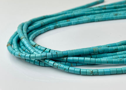 4x4 mm Magnesite Turquoise Gemstone Heishi Cylinder Shape Turquoise Gemstone Loose Beads 15.5 Inches Strand #4200