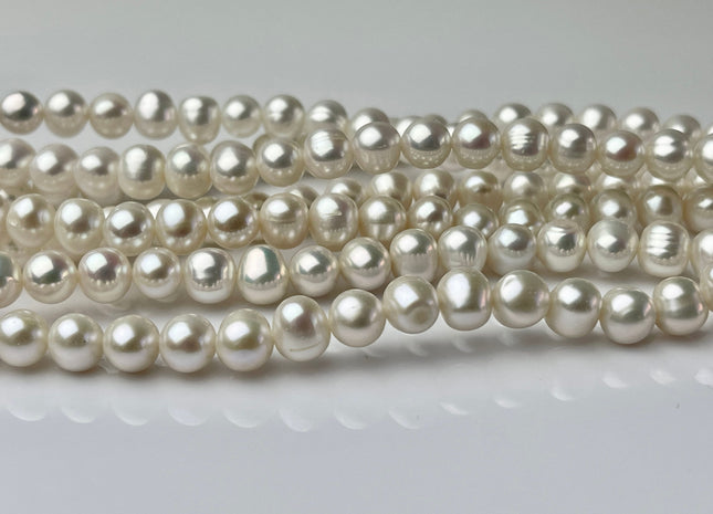 6.5-7 mm AA Natural White Potato Freshwater Pearls Genuine Natural freshwater Pearl Beads High Luster White Freshwater Pearls #1383