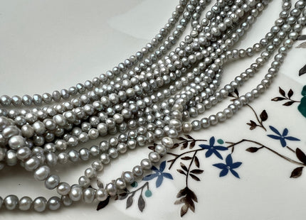 3.5 mm AA Gray Color Tiny Freshwater Potato Pearl Beads Genuine Freshwater Silver Gray Color Potato Seed Pearl Beads #P2251