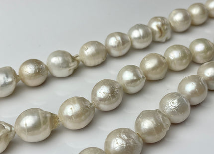 12-16mm Large Hole Natural White Baroque Pearl Beads Hole Size 2.2 mm Genuine Freshwater Large Hole B Grade Edison Pearls 26 Beads #P2241