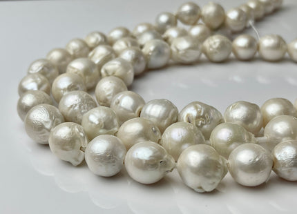 12-16mm Large Hole Natural White Baroque Pearl Beads Hole Size 2.2 mm Genuine Freshwater Large Hole B Grade Edison Pearls 26 Beads #P2241