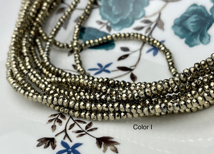 3mm Hematite Pyrite Beads Silver Gold Rhodium Color Faceted Rondelle Shape Polished Beads 16 Inches #2259