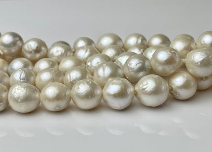 12-14 mm Natural White Baroque Half Strand Large Hole Freshwater Pearl Beads 2.2mm Hole Natural White Edison Baroque #1013