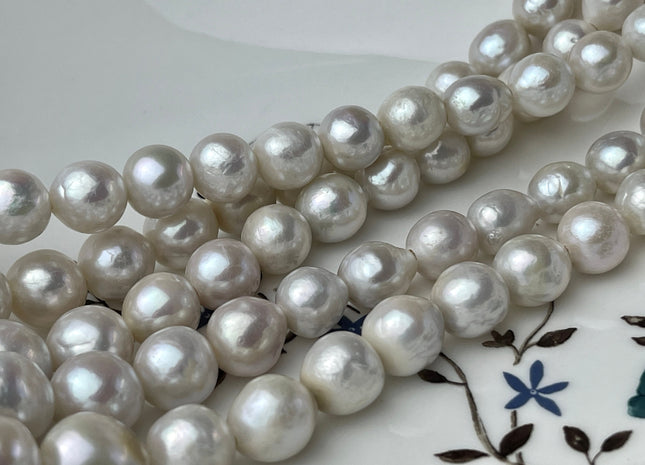 9-13mm AAAA Natural White Full Strand Large Hole Freshwater Edison Pearl Beads Hole Size 2.2mm Genuine Super High Luster Baroque Pearl#P2234