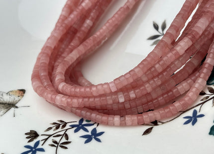2x4mm Soft Pink Color Jade Heishi Rondelle Shape Genuine Pink Jade Discs Gemstone Loose Beads 15.5 Inches Strand #4201