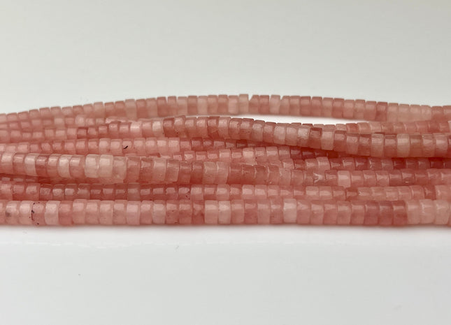 2x4mm Soft Pink Color Jade Heishi Rondelle Shape Genuine Pink Jade Discs Gemstone Loose Beads 15.5 Inches Strand #4201