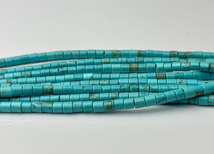 4x4 mm Magnesite Turquoise Gemstone Heishi Cylinder Shape Turquoise Gemstone Loose Beads 15.5 Inches Strand #4200