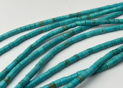 4x4 mm Magnesite Turquoise Gemstone Heishi Cylinder Shape Turquoise Gemstone Loose Beads 15.5 Inches Strand #4200