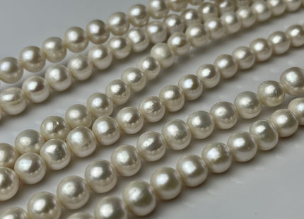 7.5-8.5 mm AA Natural White Potato Freshwater Pearl Beads, Genuine Cultured Pearls, White Natural Freshwater Pearl Beads #572