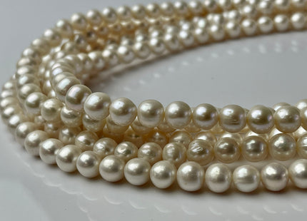 7.5-8.5 mm AA Natural White Potato Freshwater Pearl Beads, Genuine Cultured Pearls, White Natural Freshwater Pearl Beads #572
