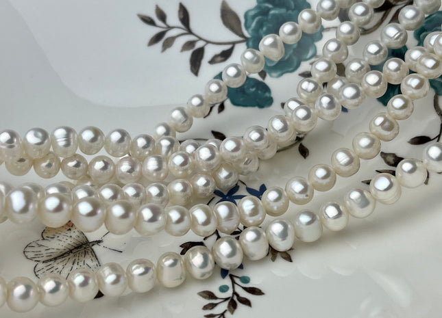 6.5-7 mm AA Natural White Potato Freshwater Pearls Genuine Natural freshwater Pearl Beads High Luster White Freshwater Pearls #1383