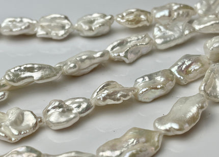 12-15x20 mm AAA Natural White Biwa Keshi Freshwater Pearls Genuine Natural High Luster White Keshi Pearls 19-21 Beads #P2233