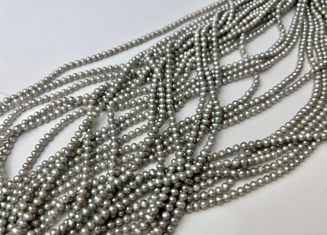 3.5 mm AA Gray Color Tiny Freshwater Potato Pearl Beads Genuine Freshwater Silver Gray Color Potato Seed Pearl Beads #P2251