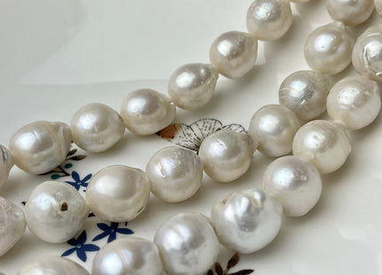 12-16mm Large Hole Natural White Baroque Pearl Beads Hole Size 2.2 mm Genuine Freshwater Large Hole B Grade Edison Pearls 26 Beads #P2241