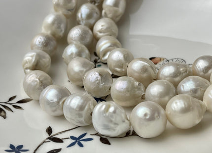 12-16mm Large Hole Natural White Baroque Pearl Beads Hole Size 2.2 mm Genuine Freshwater Large Hole B Grade Edison Pearls 26 Beads #P2241
