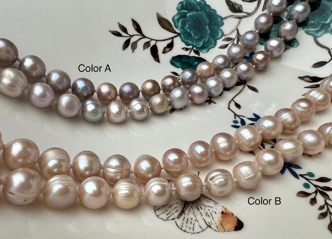 40 Inches Hand Knotted 9-10 mm Potato Natural Pink Color Freshwater Pearl Necklaces Long Pearl Necklace #1678