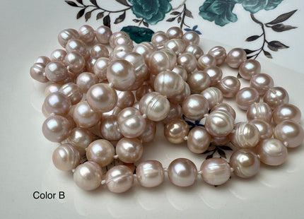 40 Inches Hand Knotted 9-10 mm Potato Natural Pink Color Freshwater Pearl Necklaces Long Pearl Necklace #1678