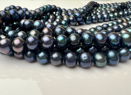 8 mm AAA Dark Blue Peacock Color Potato Freshwater Pearl Beads Genuine Cultured Freshwater Peacock Colored Pearls 53 Pieces #P2259