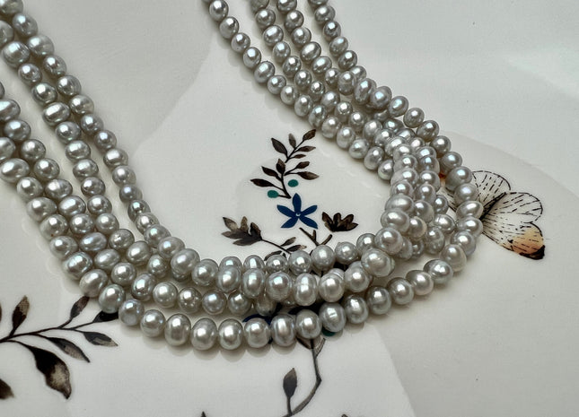 4-5 mm Silver Gray Color Potato Freshwater Pearl Bead Genuine High Luster Gray Color Freshwater Pearls #1525