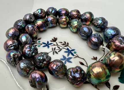11x13 - 16x18 mm AA Large Hole Peacock Baroque Pearl 2.2 mm Hole Jumbo Peacock Baroque Pearl Beads Large Hole Baroque Pearl #246