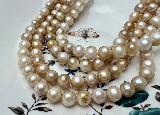 8-10 mm AA Natural Champagne Color Potato Freshwater Pearl Beads Genuine Natural Freshwater Pearl Beads 50 Beads#P2199