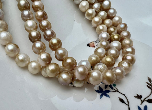 8-10 mm AA Natural Champagne Color Potato Freshwater Pearl Beads Genuine Natural Freshwater Pearl Beads 50 Beads#P2199