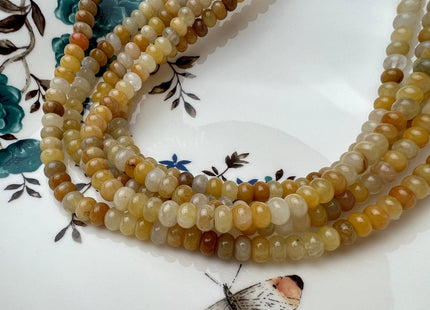 4x6 mm Natural Smooth Rondelle Shape Yellow Jade Gemstone Beads Genuine Mixed Yellow Brown Color Jade Loose Beads 15 Inches Strand #4216