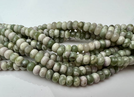 4x6 mm Natural Smooth Rondelle Shape Purple Green Jade Gemstone Beads Genuine Green Jade Loose Beads 15 Inches Strand #4218