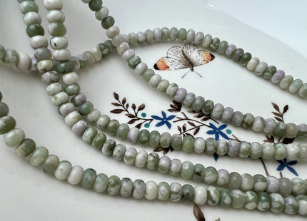 4x6 mm Natural Smooth Rondelle Shape Purple Green Jade Gemstone Beads Genuine Green Jade Loose Beads 15 Inches Strand #4218