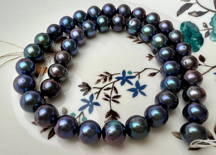 10-11 mm AAA Peacock Color Near Round Freshwater Pearl Beads Genuine High Luster Peacock Potato Freshwater Pearls #1689