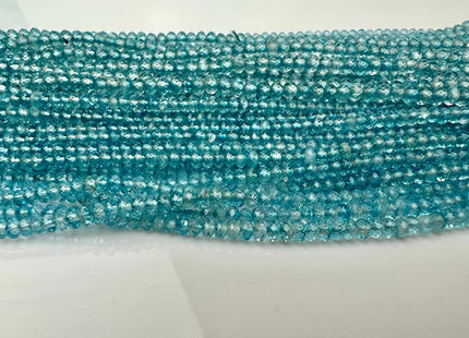 2x3mm 3x4mm AAA Micro Faceted Rondelle Blue Topaz Gemstone Beads Genuine Natural Blue Topaz 15.5 Inches Strand #4219
