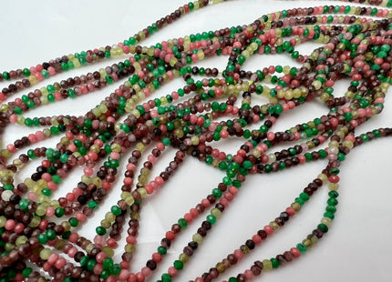 2x3 mm AAA Faceted Rondelle Green Pink Yellow Red Lemon Jade Gemstone Beads Gemmy Jade Small Tiny Beads 15.5 Inches Strand #4220