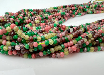 2x3 mm AAA Faceted Rondelle Green Pink Yellow Red Lemon Jade Gemstone Beads Gemmy Jade Small Tiny Beads 15.5 Inches Strand #4220