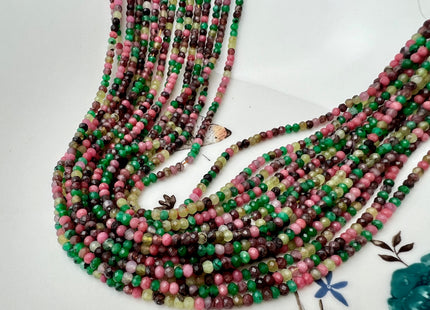 2x3 mm AAA Faceted Rondelle Green Pink Yellow Red Lemon Jade Gemstone Beads Gemmy Jade Small Tiny Beads 15.5 Inches Strand #4220