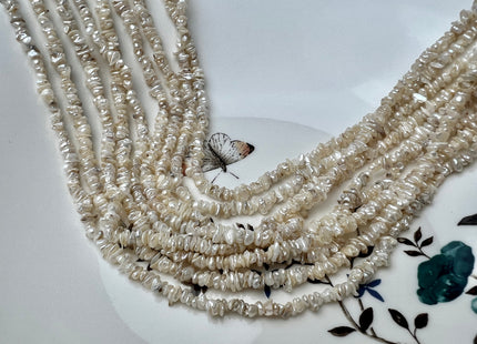 4-5 mm Very Rare Natural White Keshi Freshwater Pearl Beads Center Drilled Cornflakes Shape Keshi Chips Pearls Genuine Tiny Pearls #P2293