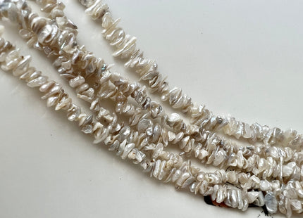 4-5 mm Very Rare Natural White Keshi Freshwater Pearl Beads Center Drilled Cornflakes Shape Keshi Chips Pearls Genuine Keshi Pearls #P2295