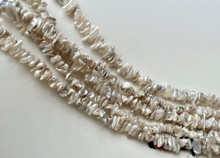 4-5 mm Very Rare Natural White Keshi Freshwater Pearl Beads Center Drilled Cornflakes Shape Keshi Chips Pearls Genuine Keshi Pearls #P2295