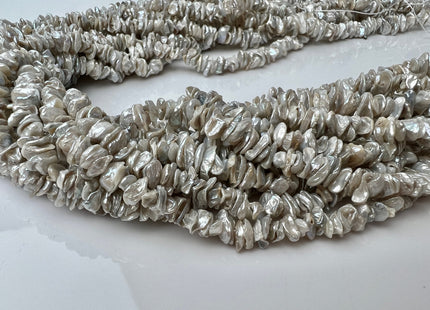 5-7mm Very Rare Natural Grayish White Color Keshi Freshwater Pearl Beads Center Drilled Cornflakes Shape Keshi Chips Pearls #P2296