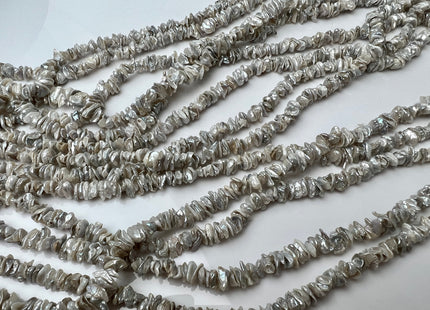 5-7mm Very Rare Natural Grayish White Color Keshi Freshwater Pearl Beads Center Drilled Cornflakes Shape Keshi Chips Pearls #P2296