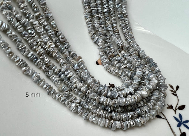 5x8-10 mm Very Rare Natural Gray Keshi Freshwater Pearl Beads Center Drilled Cornflakes Shape Keshi Chips Pearls Genuine Tiny Pearls #P2297