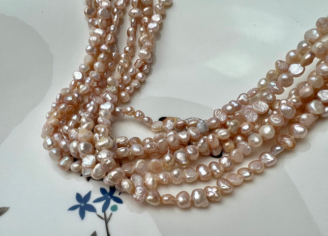 4-5 mm Natural Mauve Pink Potato Nugget Freshwater Pearl Beads Genuine Freshwater Pearls Tiny Mauve Nugget Cultured Seed Pearl Beads #P2283