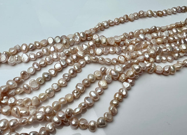 4-5 mm Natural Mauve Pink Potato Nugget Freshwater Pearl Beads Genuine Freshwater Pearls Tiny Mauve Nugget Cultured Seed Pearl Beads #P2283