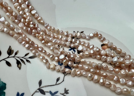 4-5 mm Natural Mauve Pink Potato Nugget Freshwater Pearl Beads Genuine Freshwater Pearls Tiny Mauve Nugget Cultured Seed Pearl Beads #P2283