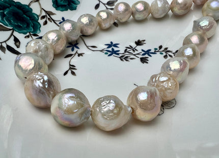 13-17mm AAA Full Strand Large Hole Natural Mauve Pink Baroque Pearl Beads 2.2 mm Hole Natural Edison Pearl With Iridescent Color #P2267