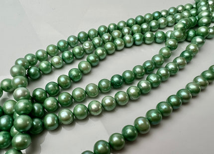 7.5-8 mm Green Color Potato Freshwater Pearl Beads Genuine Cultured Freshwater Pearl Beads Green Potato Pearls 55 Pieces #P2288