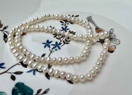 14/16/18/20 Inches Natural White Pearl Necklace 4mm Small White Potato Pearl Necklace W/Silver Gold Filled Lobster Clasp #P2272