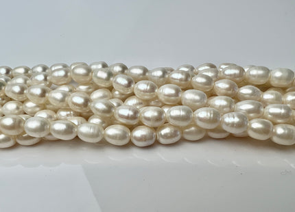 8x10-11 mm Full Strand Large Hole Rice/Oval Natural White Freshwater Pearl Beads Hole Size 2.1 mm Genuine Large Hole Freshwater Pearls #164