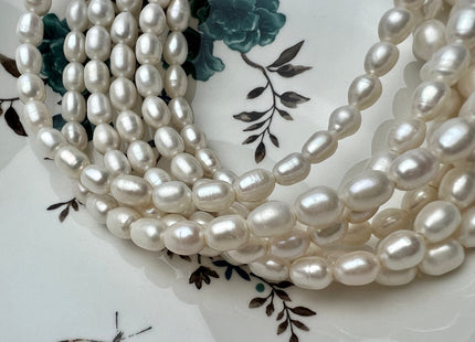 8x10-11 mm Full Strand Large Hole Rice/Oval Natural White Freshwater Pearl Beads Hole Size 2.1 mm Genuine Large Hole Freshwater Pearls #164